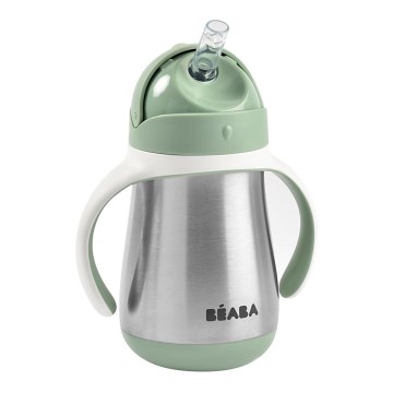 Beaba - Isoleret drikkekop med sugerør 250 ml grøn