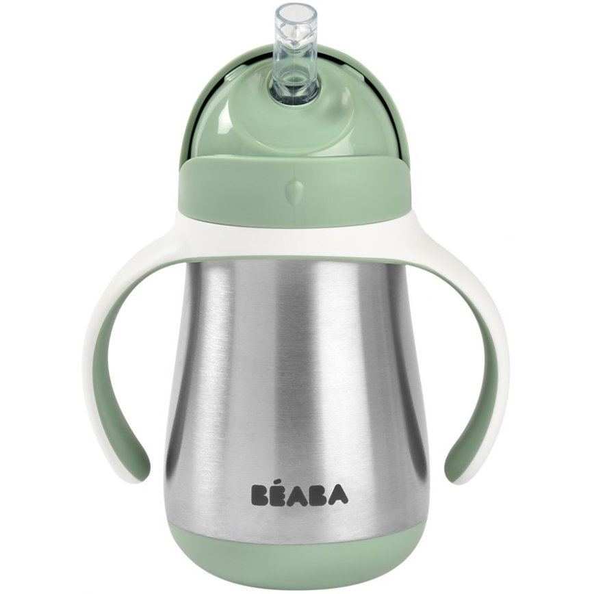 Beaba - Isoleret drikkekop med sugerør 250 ml grøn