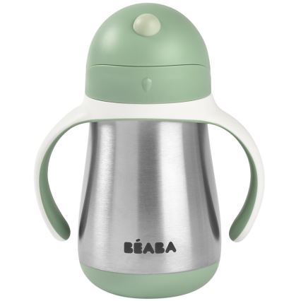 Beaba - Isoleret drikkekop med sugerør 250 ml grøn