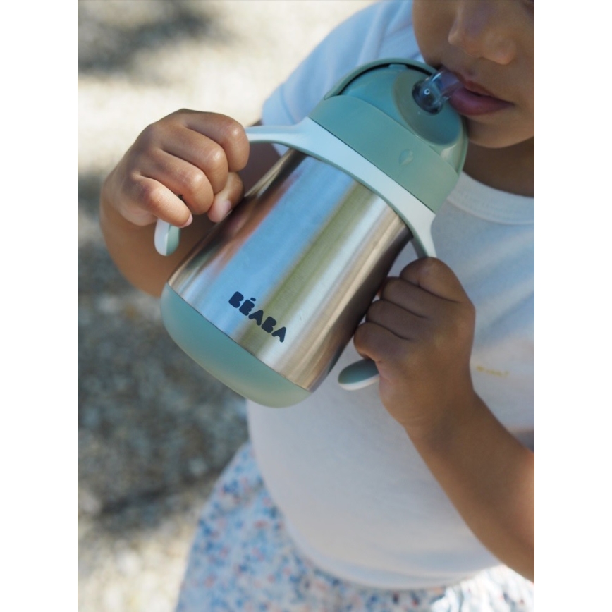 Beaba - Isoleret drikkekop med sugerør 250 ml grøn