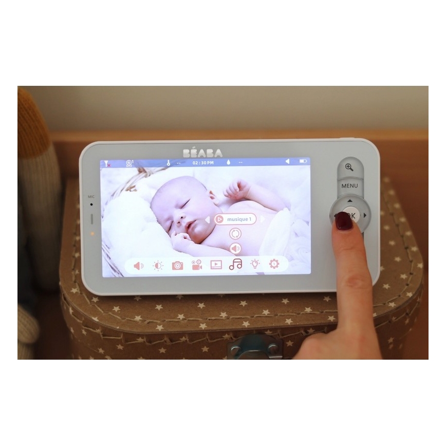 Beaba - Smart opladelig baby monitor med ZEN NIGHT 720p 5V 4000 mAh Wi-Fi i hvid