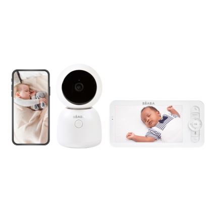 Beaba - Smart opladelig baby monitor med ZEN NIGHT 720p 5V 4000 mAh Wi-Fi i hvid