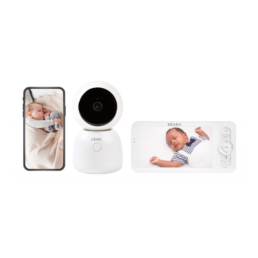 Beaba - Smart opladelig baby monitor med ZEN NIGHT 720p 5V 4000 mAh Wi-Fi i hvid