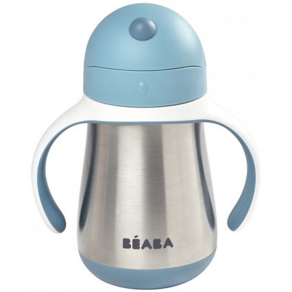 Beaba - Termokop med sugerør 250 ml blå