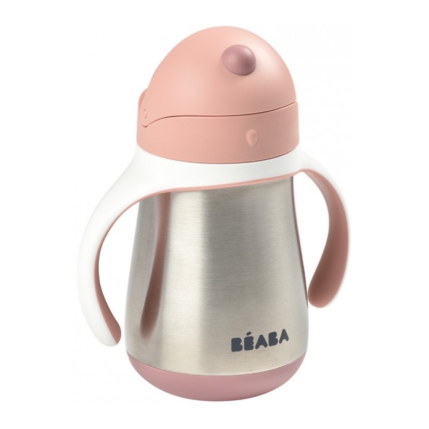 Beaba - Termokrus med sugerør 250 ml lyserød