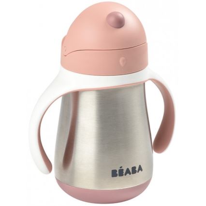 Beaba - Termo-isoleret kop med sugerør 250 ml lyserød