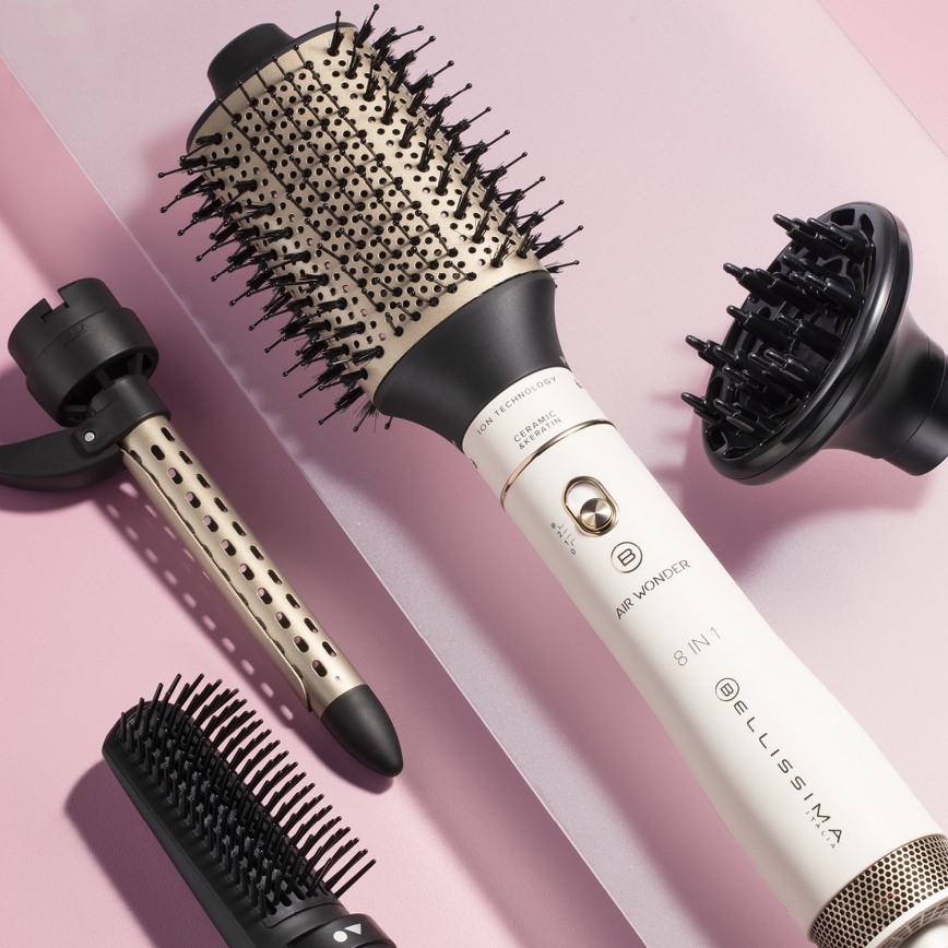 Bellissima 11847 - Varmluftsbørste 8-i-1 AIR WONDER 1000W/230V hvid/guld