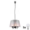 Belysning - LED lysekrone på kæde CIMA 5xE14/40W/230V grå