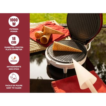 Beper - 2-i-1 vaffeljern 1000W/230V rød