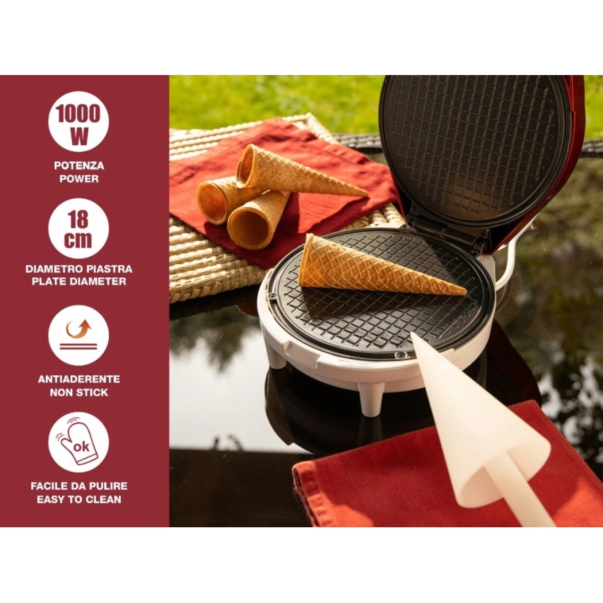 Beper - 2-i-1 vaffeljern 1000W/230V rød