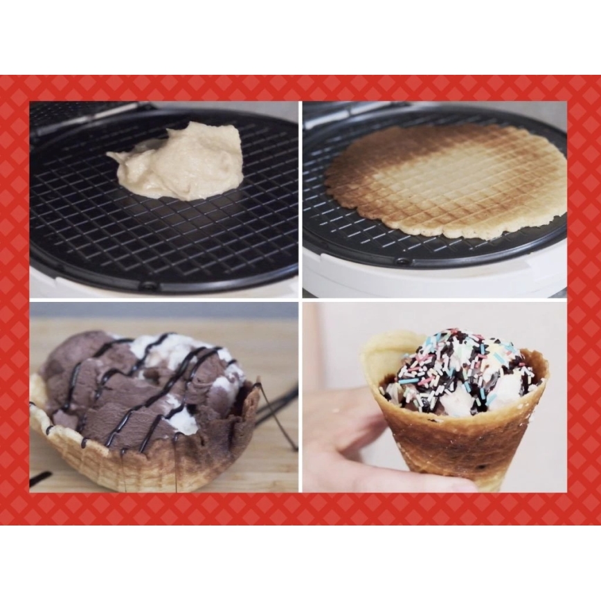 Beper - 2-i-1 vaffeljern 1000W/230V rød