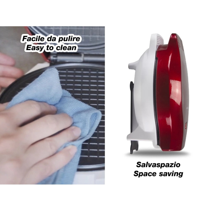 Beper - 2-i-1 vaffeljern 1000W/230V rød