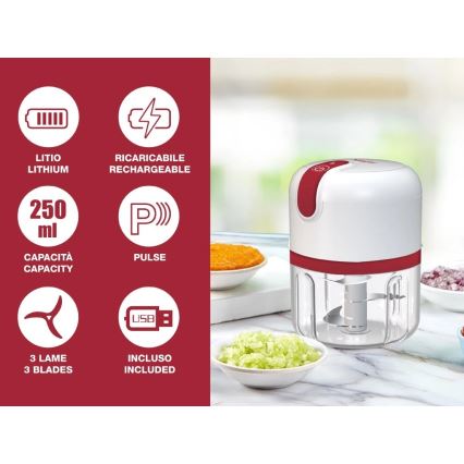 Beper - Genopladelig minihakker 30W/5V 1500 mAh 250 ml