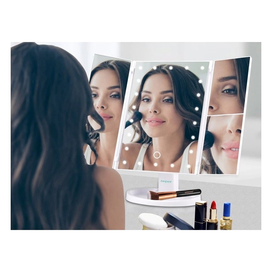 Beper - Makeupspejl med LED-belysning 4xAAA/5V