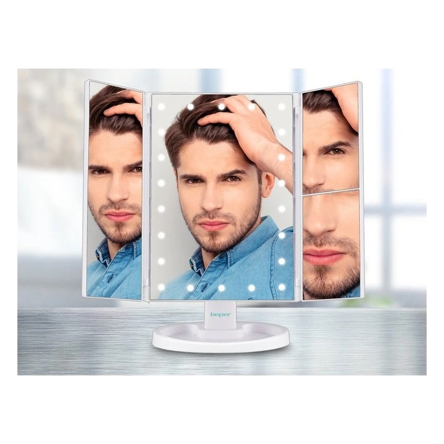 Beper - Makeupspejl med LED-belysning 4xAAA/5V