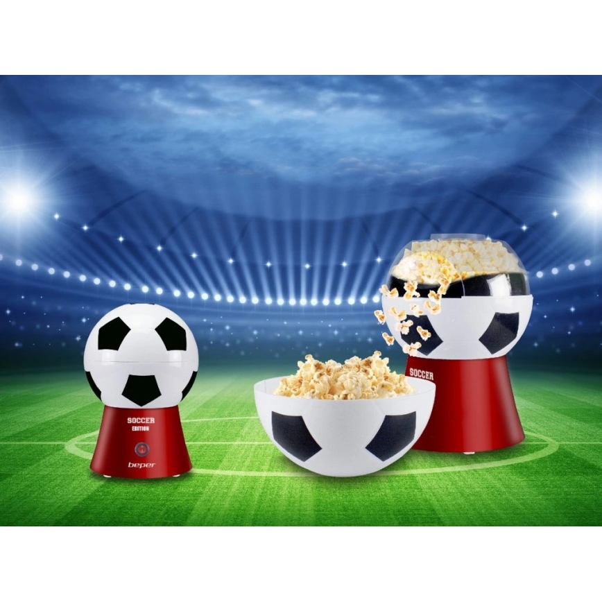 Beper - Popcornmaskine 1200W/230V fodbold/rød