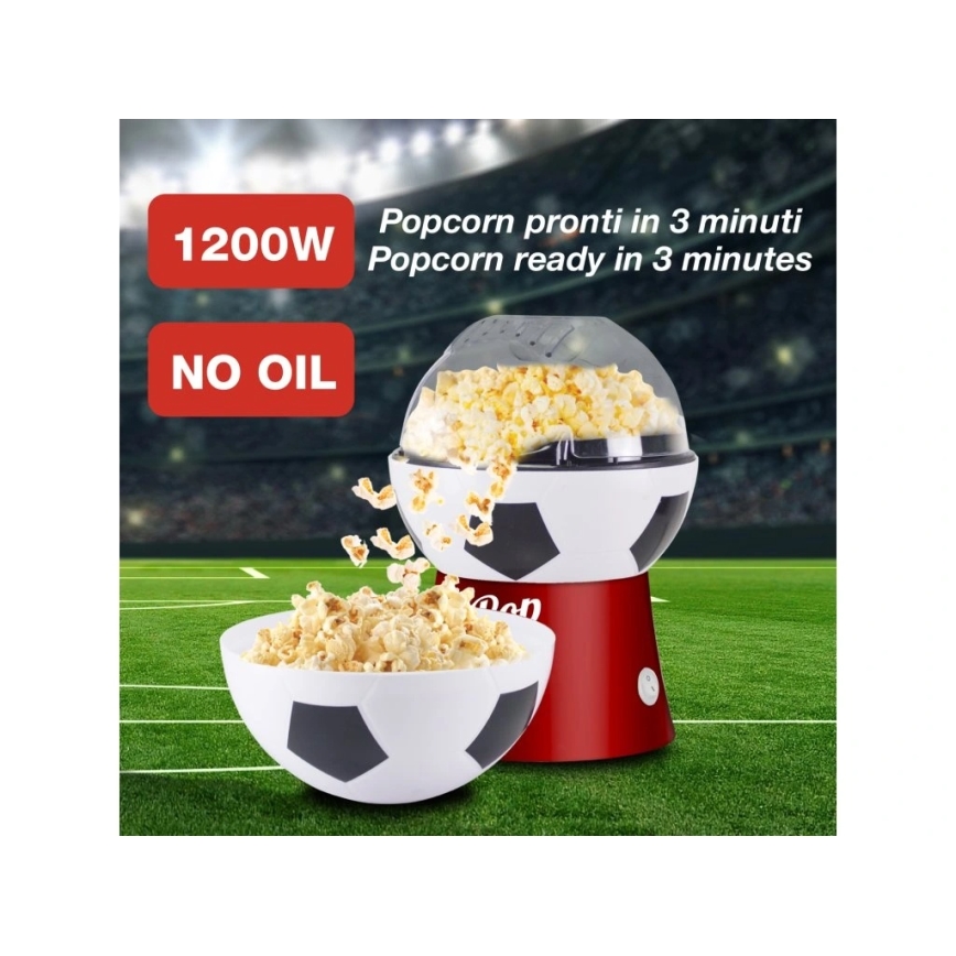 Beper - Popcornmaskine 1200W/230V med fodbolddesign