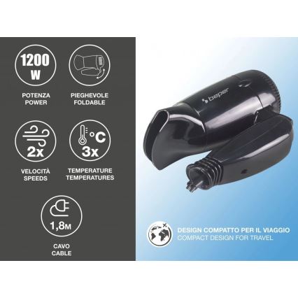 Beper - Rejsehårtørrer 1200W/230V