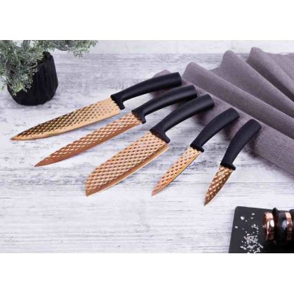 BerlingerHaus - Sæt med 5 rustfri knive sort/rose gold