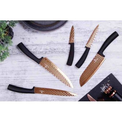 BerlingerHaus - Sæt med 5 rustfri knive sort/rose gold