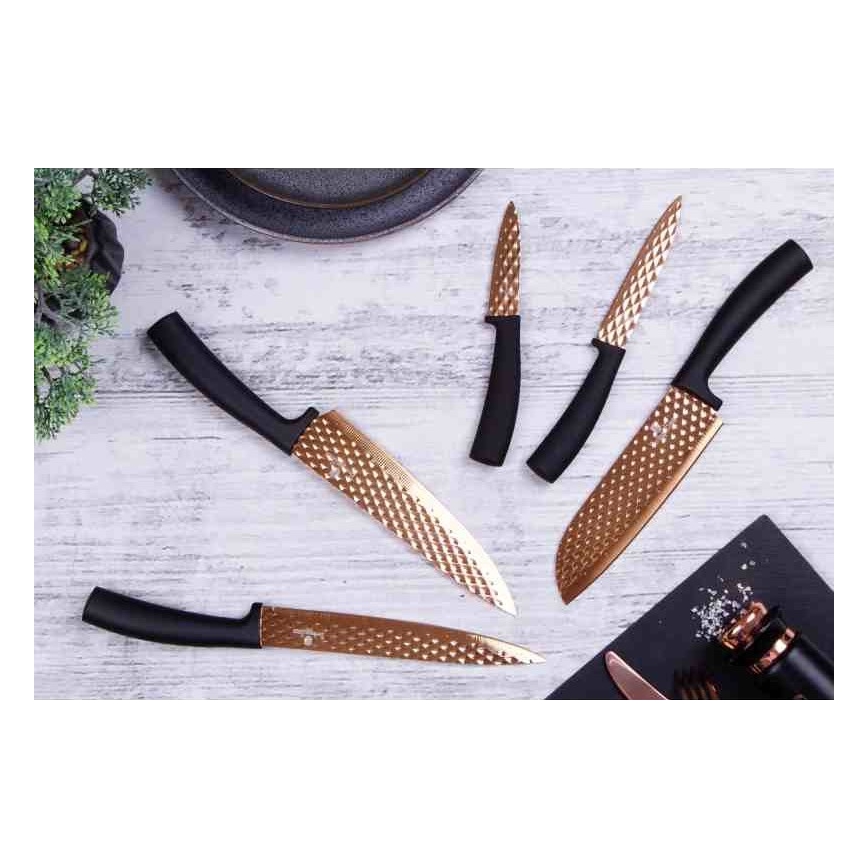 BerlingerHaus - Sæt med 5 rustfri knive sort/rose gold