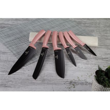BerlingerHaus - Sæt med 6 rustfri knive i rosaguld/sort