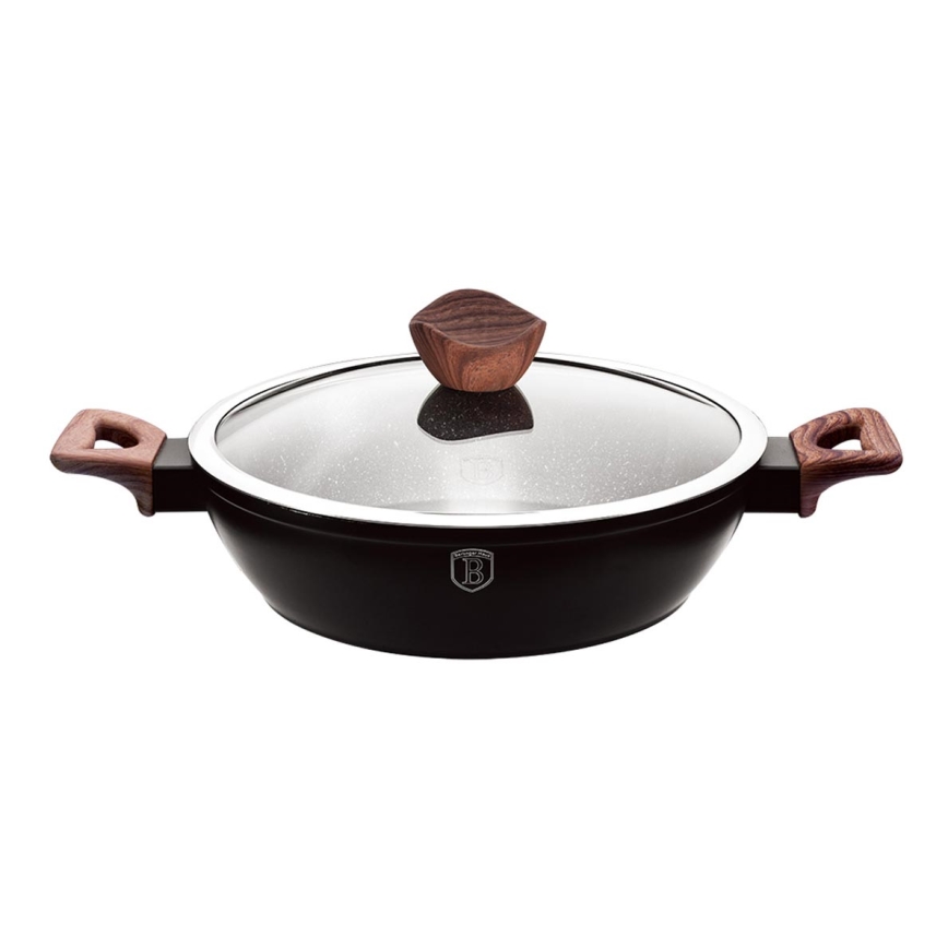 BerlingerHaus - Bradepande med marmorbelægning + låg 28 cm sort/brun