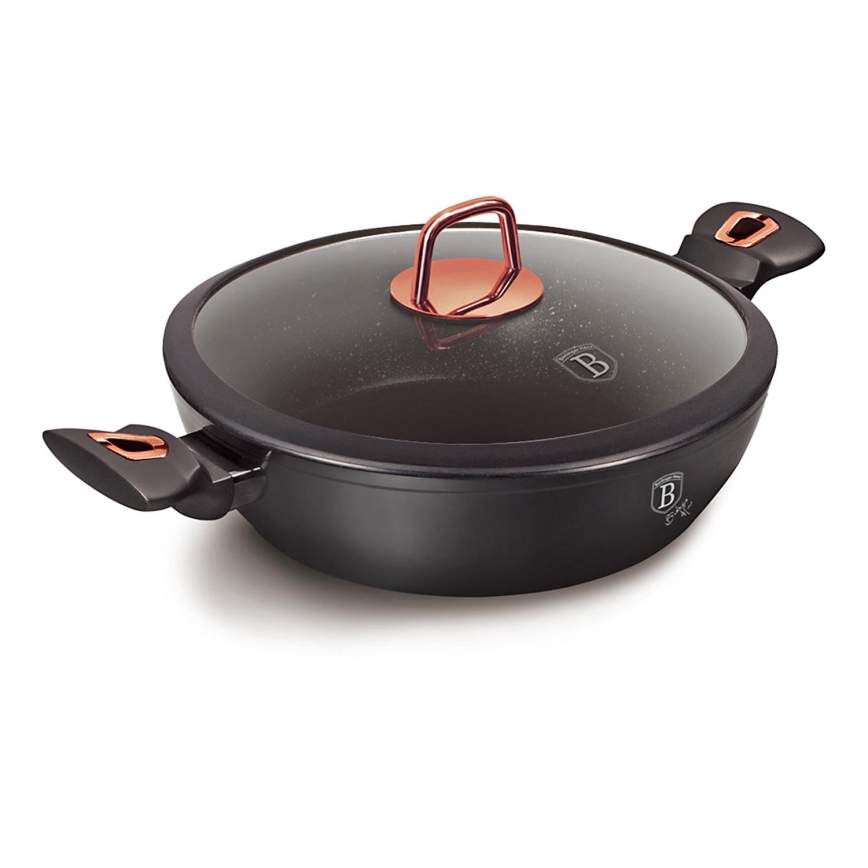BerlingerHaus - Bradepande med marmorbelægning + låg 28 cm sort/rose gold