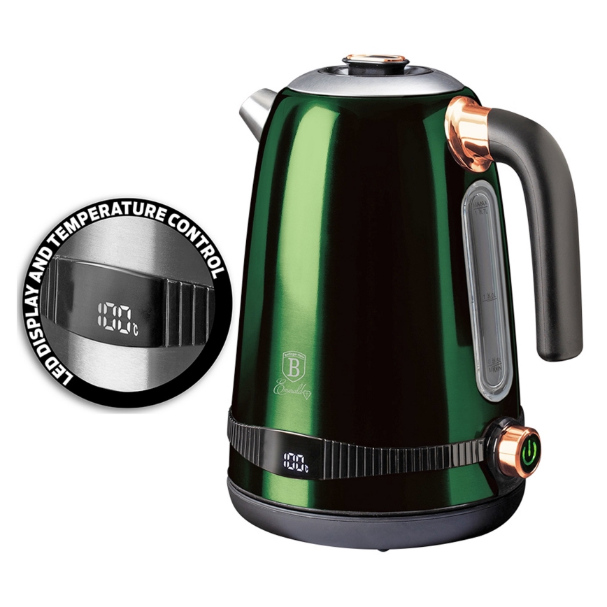 BerlingerHaus- Elkedel med termoregulering 1,7 l 2200W/230V rustfrit stål/grøn