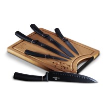 BerlingerHaus - Knive med bambusskærebræt 6 dele rustfrit stål sort