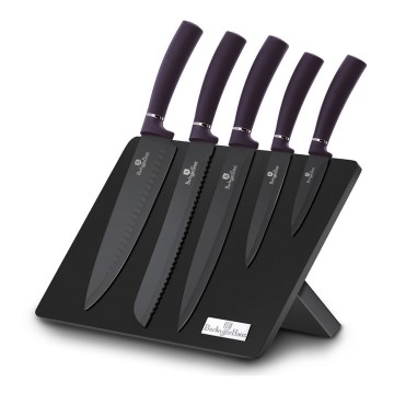 BerlingerHaus - Knivsæt med magnetisk holder 6 dele rustfrit stål lilla/sort
