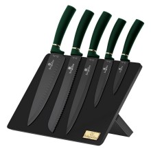 BerlingerHaus - Knivsæt med magnetisk knivholder 6 dele rustfrit stål grøn/sort