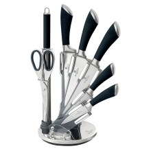 BerlingerHaus - Knivsæt med stativ 8 dele rustfrit stål sølvfarvet/sort
