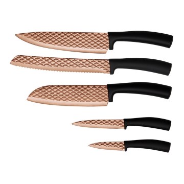 BerlingerHaus - Sæt med 5 rustfri knive sort/rose gold