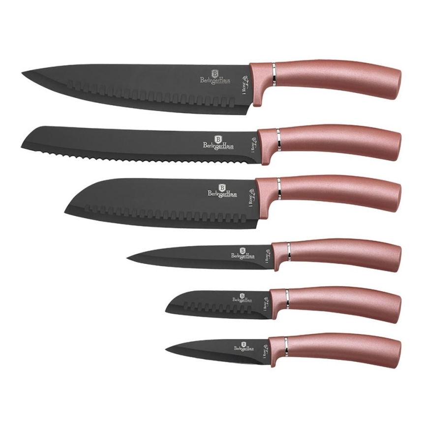BerlingerHaus - Sæt med 6 rustfri knive i rosaguld/sort