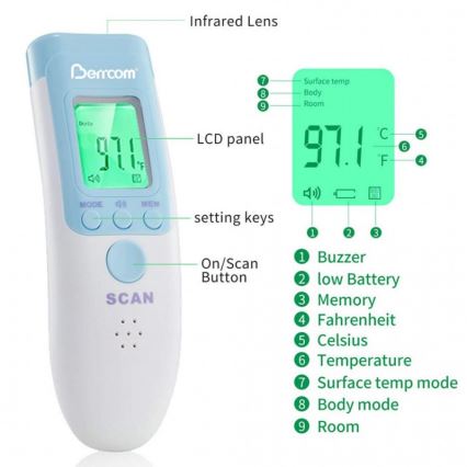 Berrcom Infrarødt termometer non-contact JXB-183 2×AA
