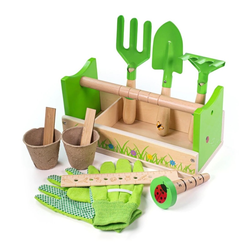 Bigjigs Toys - Haveredskabssæt med holder