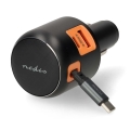 Biloplader med indtrækkeligt kabel, Power Delivery 30 W, 2 x USB-C + 1 x USB-A