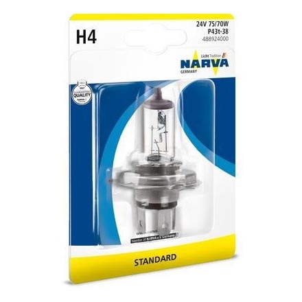Bilpære H4 P43t-38/75/70W/24V - Narva 48892NVAB1