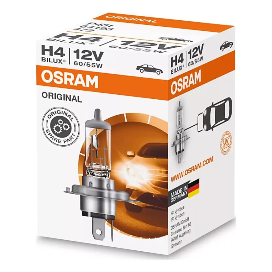 Bilpære H4 P43t/60/55W/12V - Osram