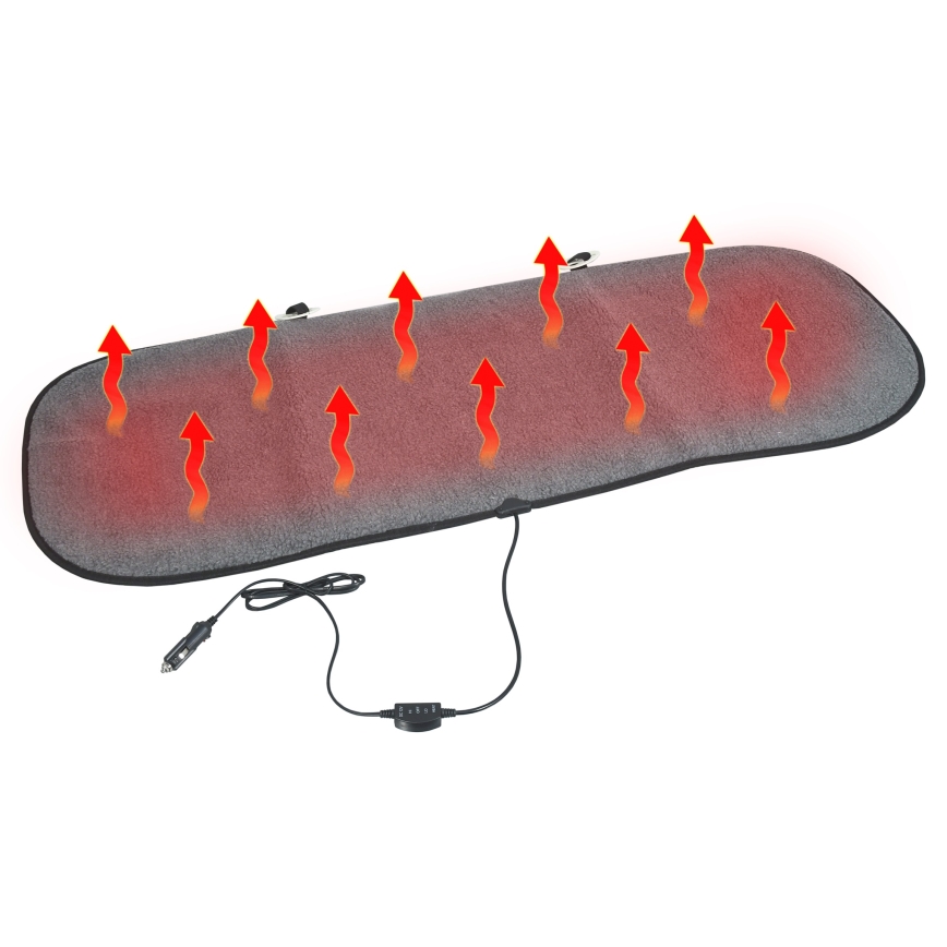 Bilsædeovertræk med varme og termostat 12V grå