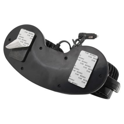 Bilventilator til bilens instrumentbræt med termometer 9W/12V sort