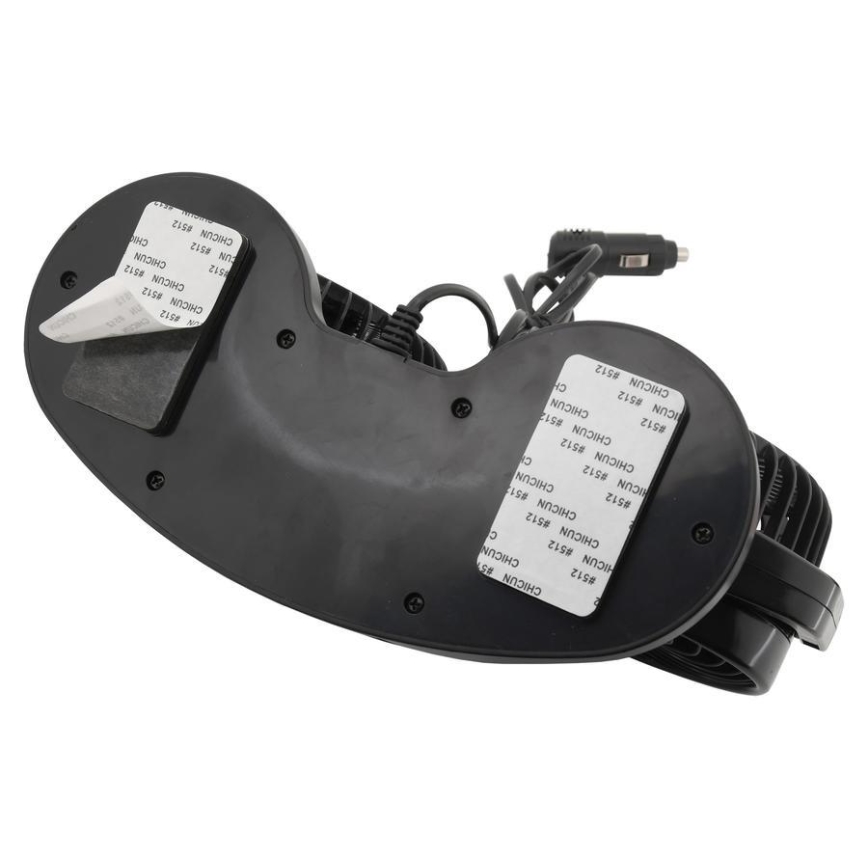 Bilventilator til bilens instrumentbræt med termometer 9W/12V sort