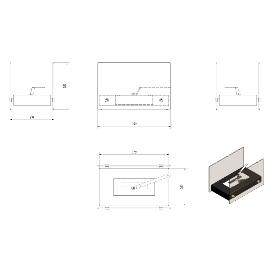 Kratki - BIO pejs 25,2x39 cm 1 kW hvid