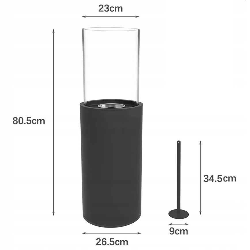 BIO pejs ROMA 26,5x80,5 cm 2kW sort + beskyttelsesdæksel