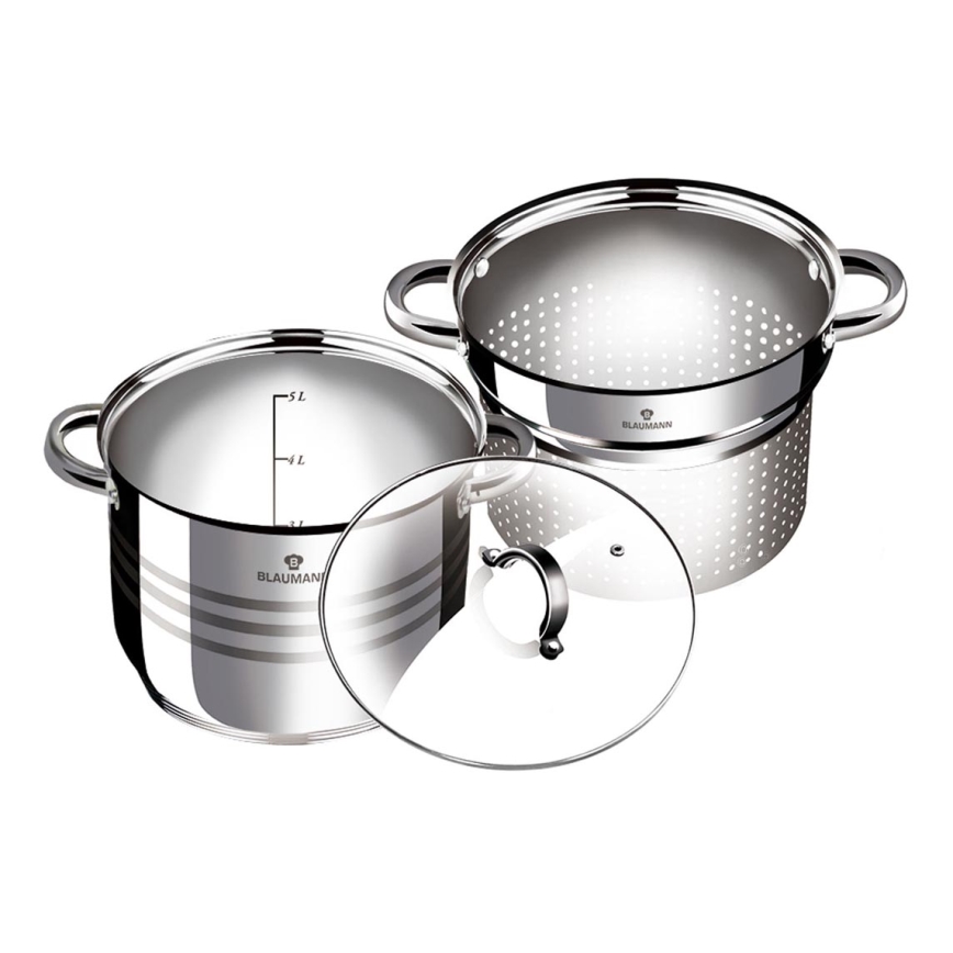 Blaumann - Pastagryde med dørslag + låg 20 cm rustfrit stål