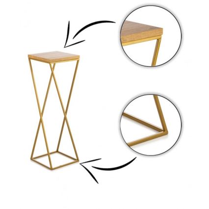 Blomstativ LOFT 70x24 cm i guld/brun