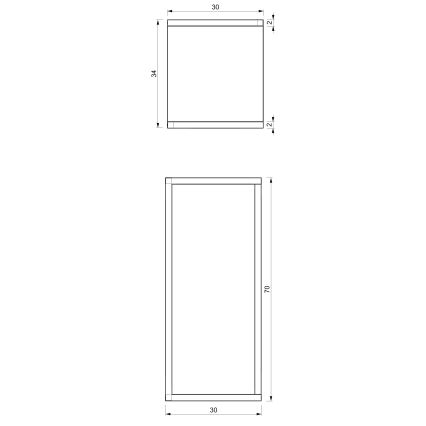 Blomsterkrukke 70x30x34 cm hvid