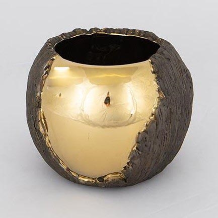 Blomsterkrukke diameter 18,5 cm guldfarvet/brun