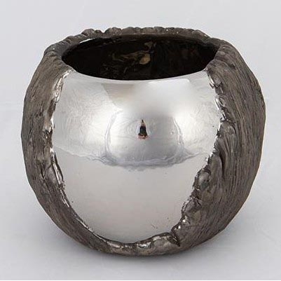 Blomsterkrukke diameter 18,5 cm sølvfarvet/brun